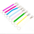 Spiral Spring Keyring Stretchy Spiral Retractable Keychain Colourful Plastic Keyholder with Metal Belt Clip